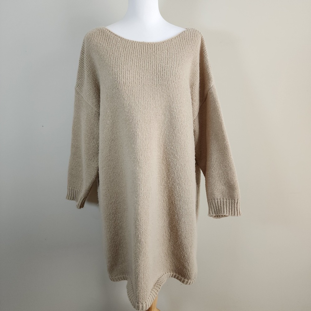 Sweater Dress Womens 1X Chunky Knit Boho‎ Neutral Capsule Wardrobe Soft Winter
